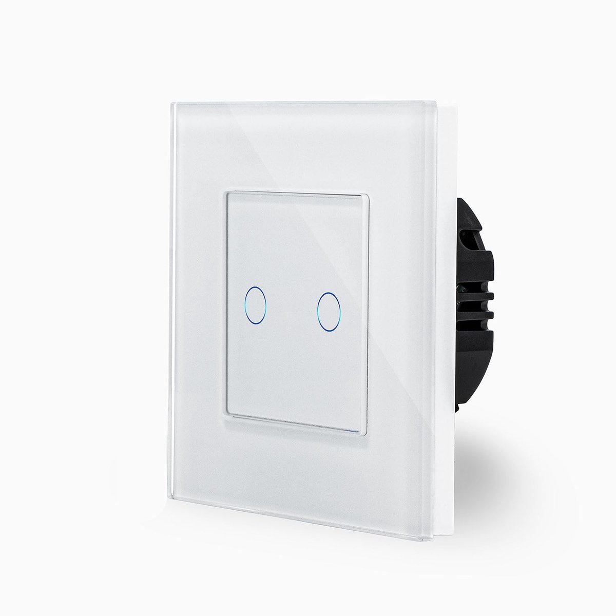 Thijox - Dubbele Touch Dimmer Lichtschakelaar 1-voudig in Glazen Frame Wit - 2-weg Aanraakschakelaar voor het Dimmen van Twee Lampen - Wanddimmer voor
