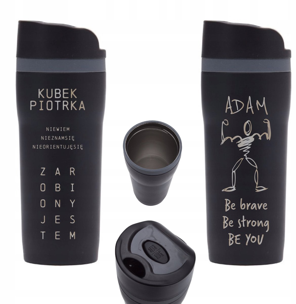 Zwarte thermomok met gepersonaliseerde gravure - 330 ml