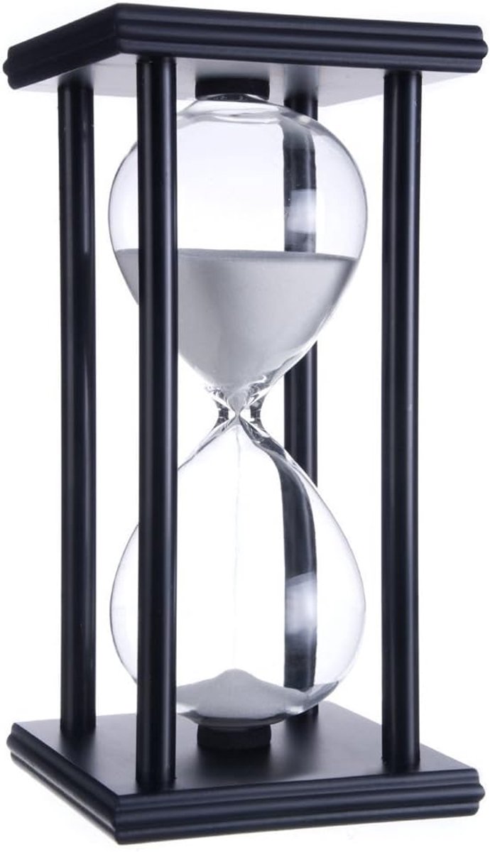 Zandloper Timer voor 60 minuten zandloper timer 60 minuten decoratie voor kinderkamer verjaardag thee salontafel boek plank school spel ornament houten frame zandtimer klok wit