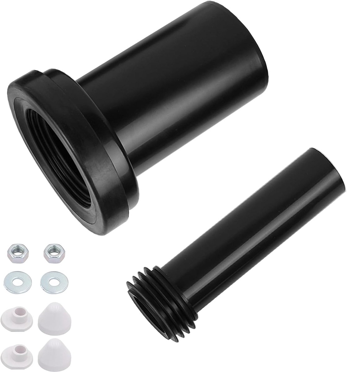 Aansluitgarnituur voor wand-wc, 185mm wc-aansluitset met afdichting, afvoerbuis, spoelbuis en afvoerpijp met doppen (spoelbuis + afvoerpijp + doppen, 185mm)