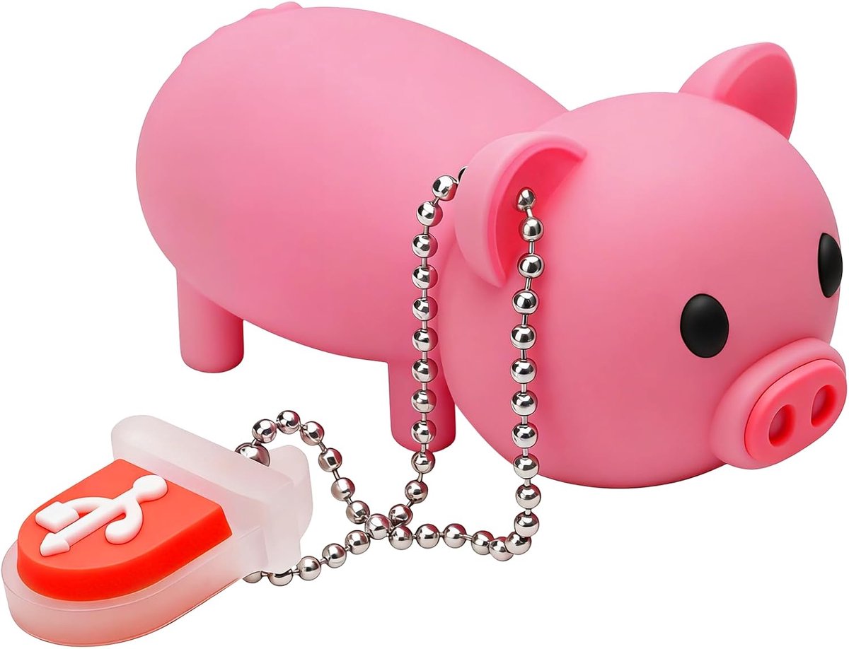 32GB Leuke USB Flash Drive met Lanyard Roze Piggy Model USB-stick, Mooie USB-flashstations Cadeaus voor Kinderen en Vrienden