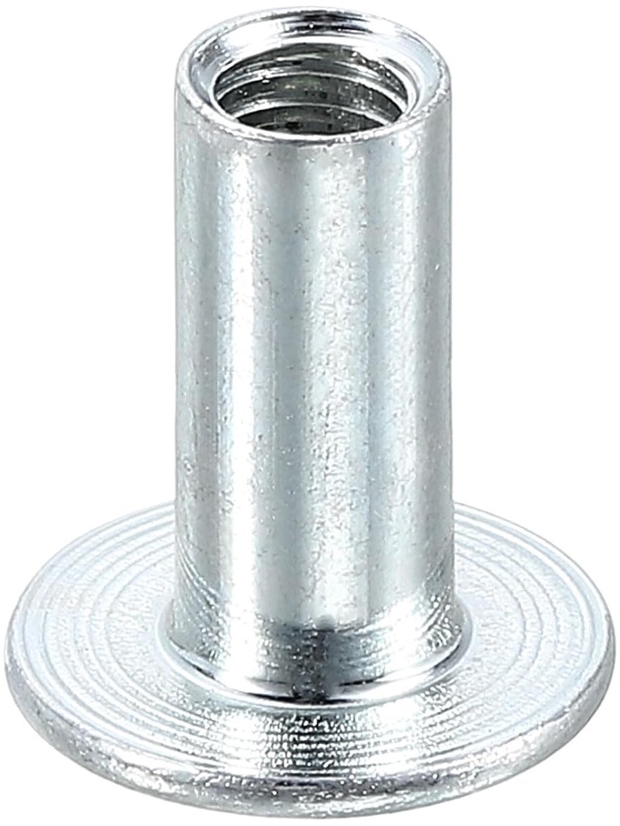 M6 T-moeren, 12 stuks koolstofstaal T-moer ronde basis lamoeren 20 mm hoogte doorgaand gat flens insert vrouwelijke schroefdraadplaatmoeren, zilver