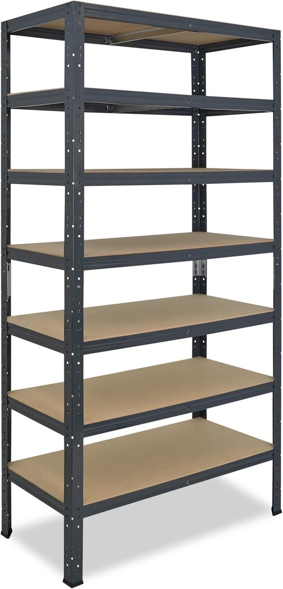 Shelfplaza Home 200x80x23cm metalen stellingkast antraciet: 7x125kg | stellingen Berging stelling Garagekast Metalen opslagstelling Opbergstelling Zware stelling Opslagrek Garage stelling