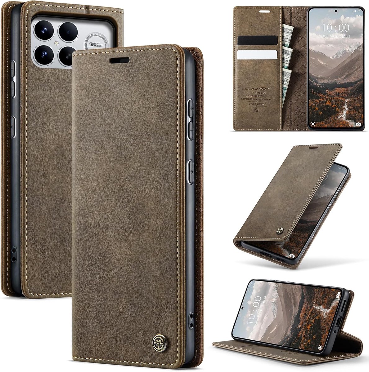 Hoesje voor Xiaomi Poco F8 Ultra 5G Case,Premium Lederen Flip Case,[RFID Blokkering]Klaphoesje met kaartsleuf en portemonnee,Standfunctie, Magnet Hoogwaardig Cover Leren hoes,Koffie