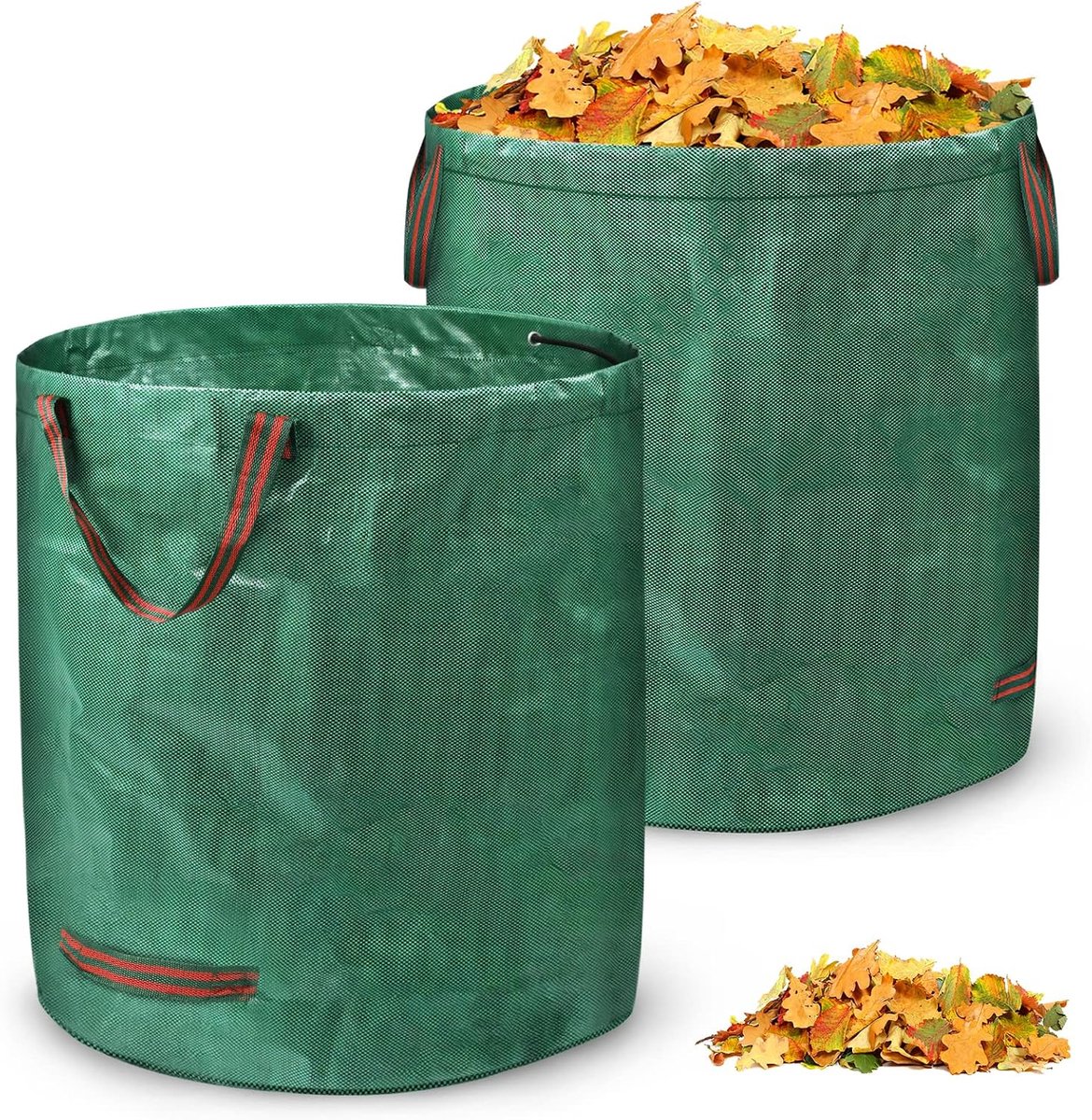 Tuinzak 2X 272L Tuinafvalzak Stevig PP 150 g/m² Groenafvalzak met handvatten Bladzak Scheurvast Herbruikbare tuinzak Multifunctionele bladzakken, 2 stuks