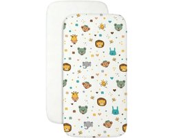Lakens voor babybed, 90 x 50 cm, 100% katoen, zacht en ademend, compatibel met Next to Me en Kinderkraft Neste Up (jungle, 90 x 50 cm)