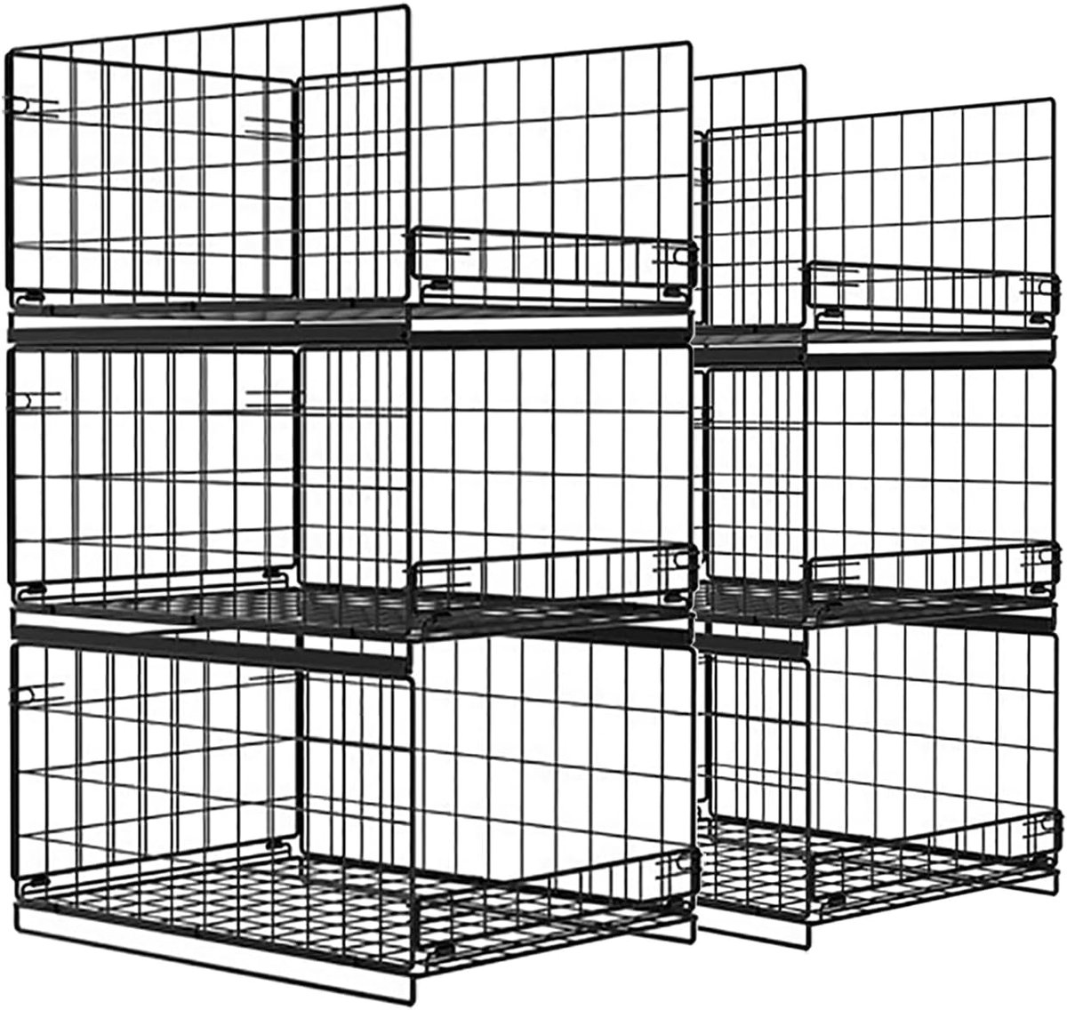 6 stuks opbergsysteem, kledingkast, organizer, kledingkast, rek, metaal, opvouwbare opslag, stapelbare opbergdozen voor kast, woonkamer, waskeuken