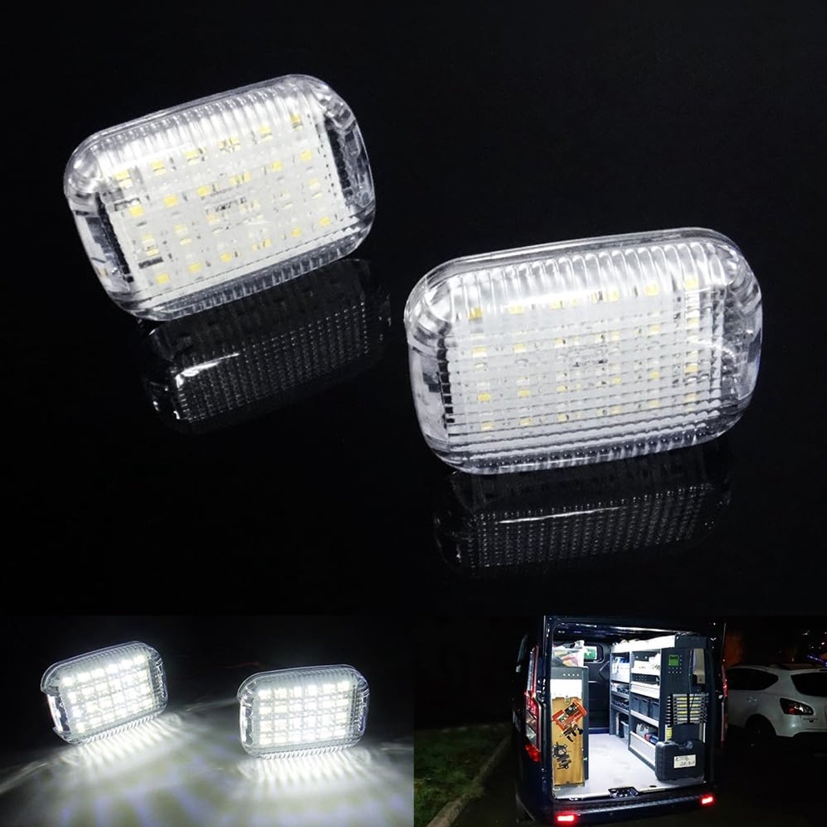 2x LED Interieur Courtesy Cargo Load Ruimte Gebied Koepel Licht Wit Canbus Voor 2013+ Transit MK8 Transit Custom Tourneo Courier Transit Connect