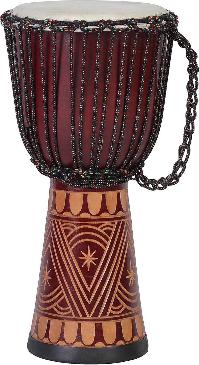 Houten Trommel 60 cm – Handgemaakte Afrikaanse Trommel met Geitenvel – Bongo Percussie Instrument – Krachtig en Helder Geluid