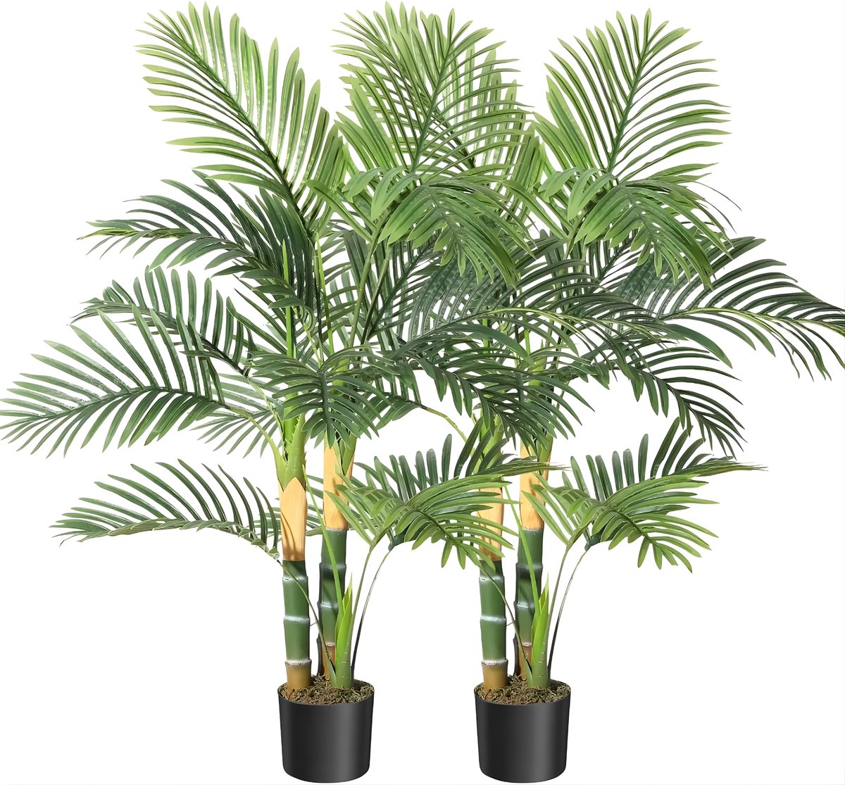 Kunstmatige Gouden Rietpalm - Voor Binnen & Buiten - Nep Tropische Palm Plant Decor - Groen, 120 & 150 cm, 2 Stuks - Groen-120cm