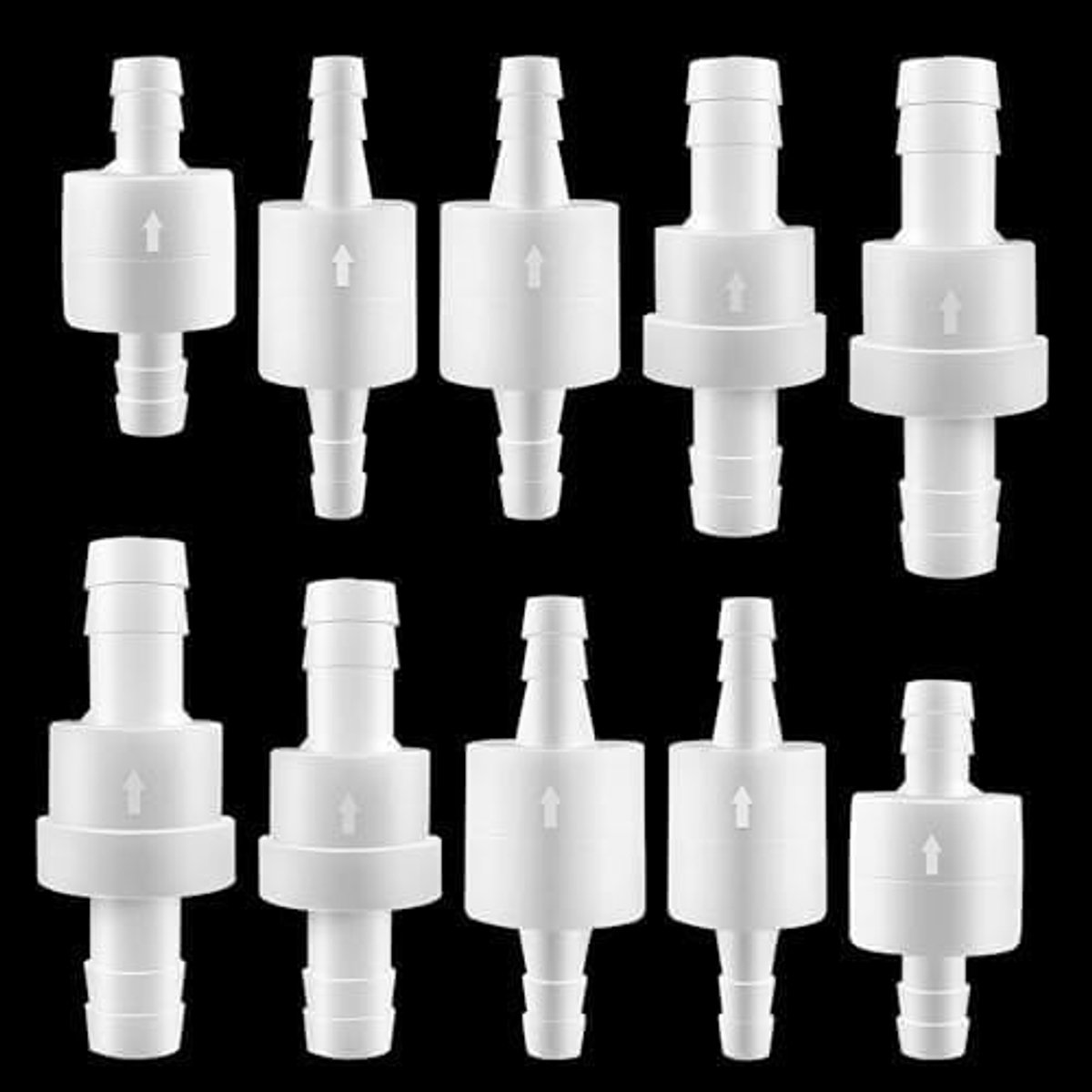 Terugslagklep, kunststof wegwerp-terugslagklep, 10 stuks | 4 mm, 6 mm, 8 mm, 10 mm, 12 mm, terugslagklep voor water, vloeibare lucht, brandstof, gas