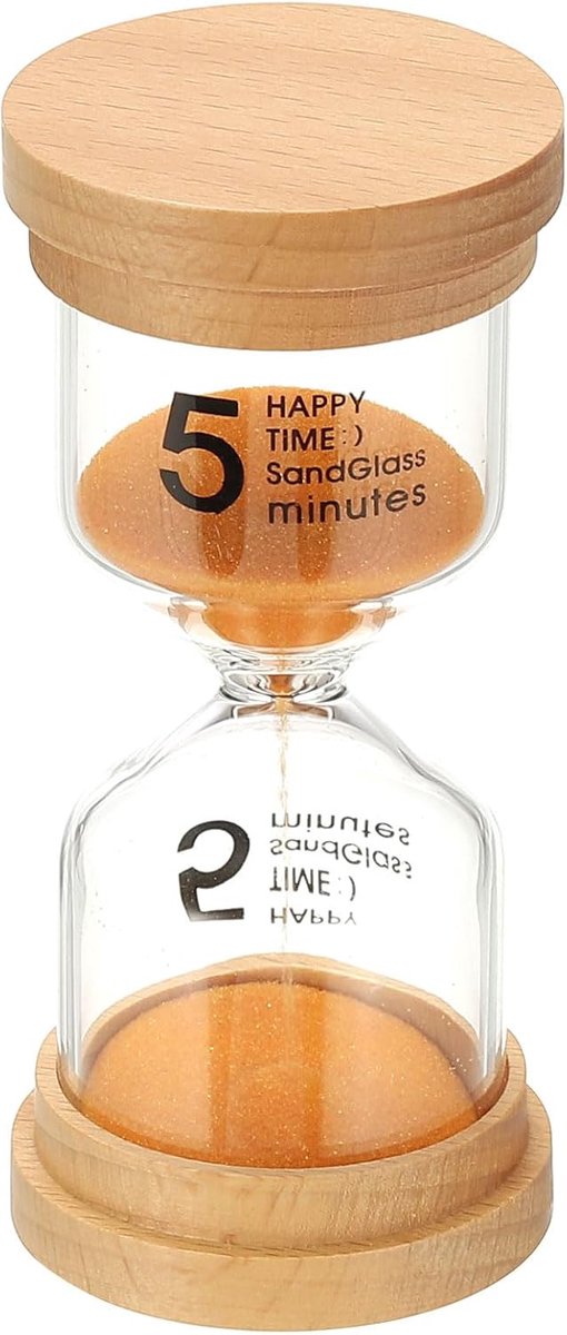 5 minuten zandtimer, houten zandhorloge, hoge borosilicaatglas, zandloper, zandklok, voor games, klaslokaal, keuken, kantoor, woondecoratie, oranje