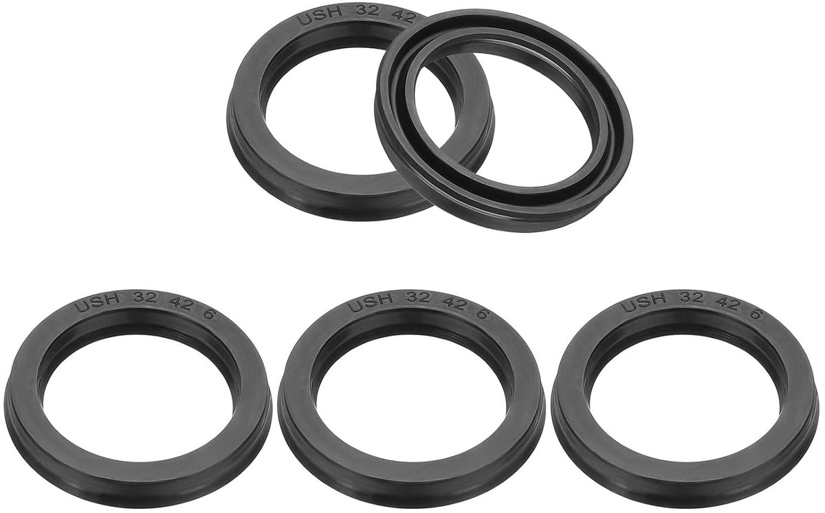 Olieafdichting 32 x 42 x 6 mm, 5 stuks lipafdichtingen, nitrilrubberen afdekking, radiaalasschijf, afdichting voor cilinder, automobielmotor, afvoerschroef, zwart
