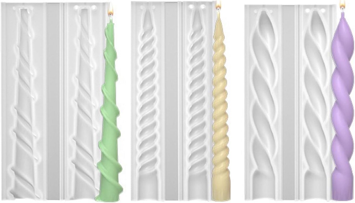 3 Stks Onregelmatige Spiraal Kaars Mallen Lange Pijler Kaars Mould Voor Aromatherapie Ambachten Wax Ornamenten Thuis Tafel Party Decor