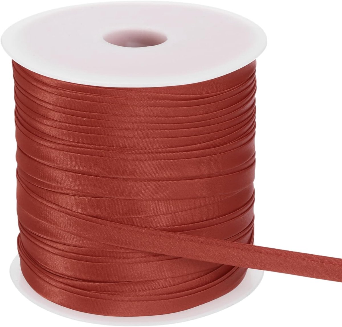 Dubbelzijdige biasband om te naaien, 3/8 inch x 55 Iarden satijn, voorgevouwen doorlopende band voor het naaien, bundelen, zomen, bevestiging, doe-het-zelf handwerk, donkerbruin