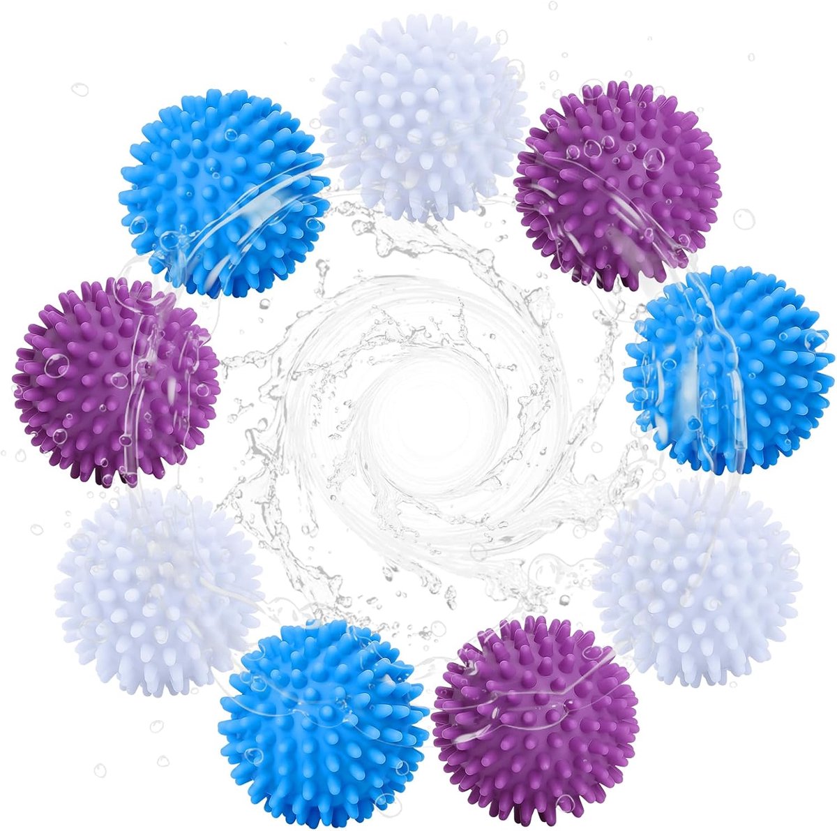 9 stuks drogerballen voor wasdroger, wasballen voor donsjacks, herbruikbare drogerballen, droogbal, wasbal voor wasmachine, drogerballen voor huiskleding (blauw, wit, lila)