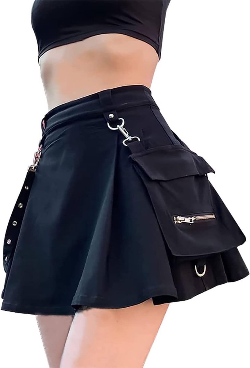 Minirok voor dames, sexy cosplay, gothic, kleding, mini-rok met zakken