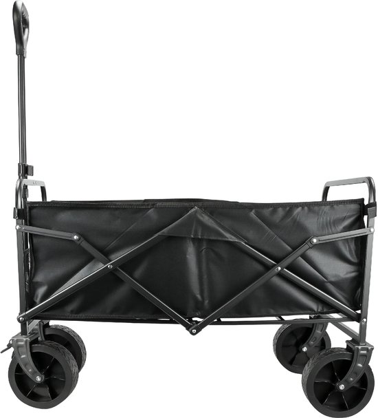 Opvouwbare Bolderkar met Brede Wielen - 120 kg Draagvermogen - Stalen Frame - 600D Oxford - Zwart van Merkloos — afbeelding 5