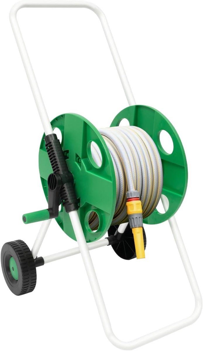 Slangwagen - Slanghouder - Tuin Water Geven - Hoge Stabiliteit - Capaciteit 50 Meter - Groen
