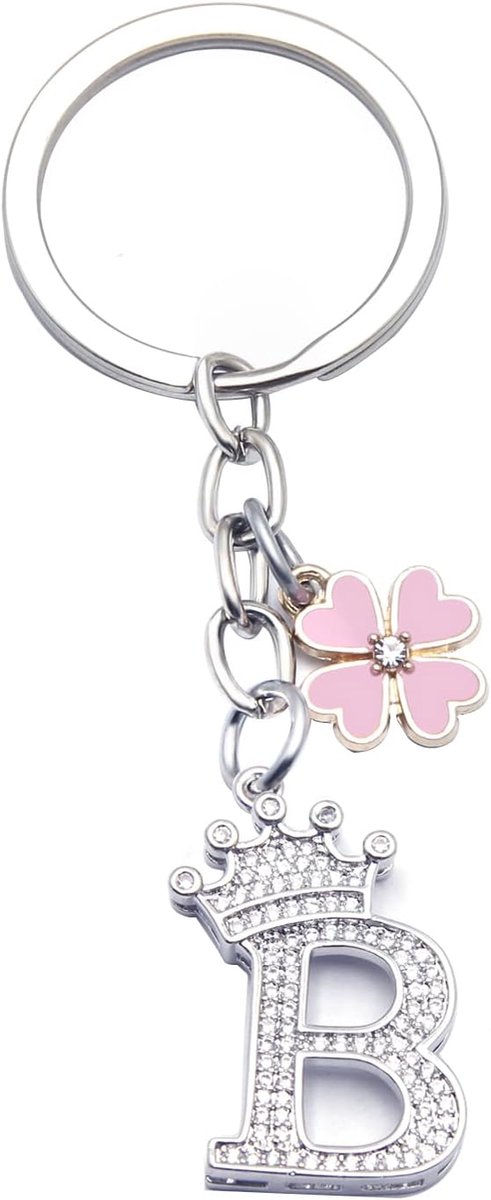 26 Sleutelhangers met letter voor verjaardag, voor dames en meisjes, verjaardagscadeau,Sleutelhangers met letter van zilveren zirkonia, hanger, personalisatie, cadeau-ideeën, Roestvrij staal