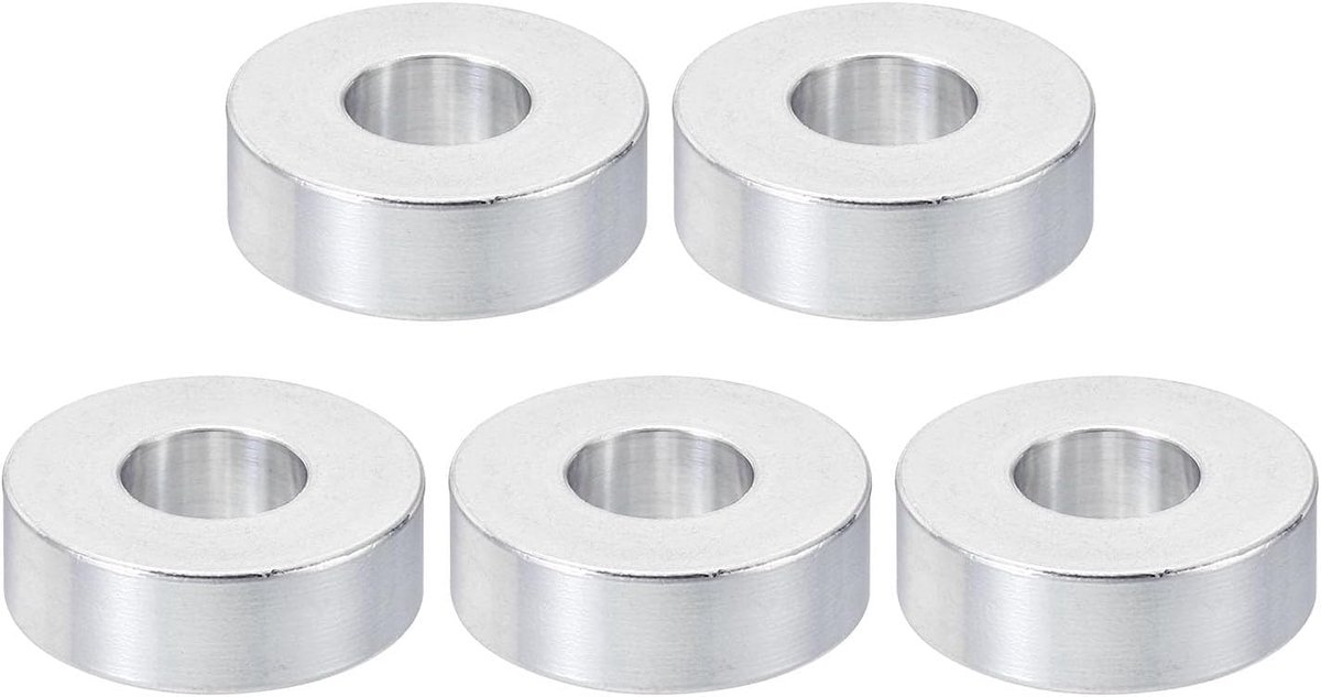 M10 Aluminium Spacers, 5 Stks Metalen Spacer Aluminium 10,5mm ID x 24mm OD x 8mm L Aluminium Spacer Schroef Standoff Rond voor 3/8" M10 Schroef Bouten