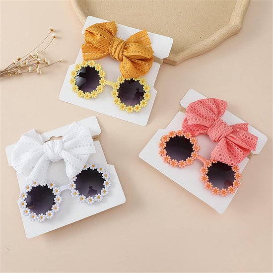 Baby Zonnebril - Bloemen Accessoire - Feestelijk Gebruik - Met Hoofdband - One Size - Geel — afbeelding 2