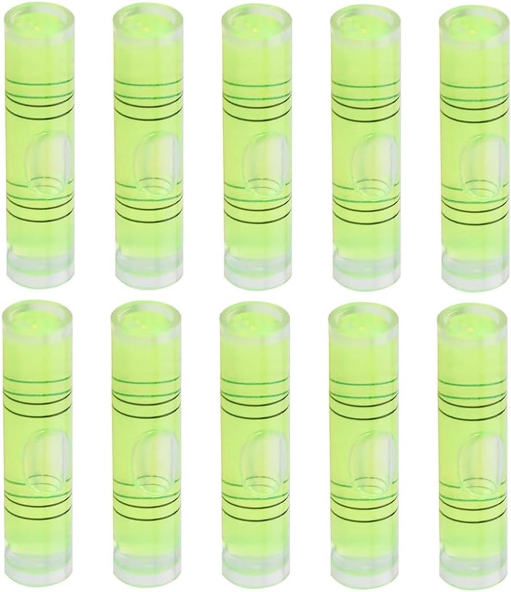 10 stuks groene universele precisie waterpas, 9,5 x 40 mm acryl waterpas voor het ophangen van foto's in de bouw, precisiemeting