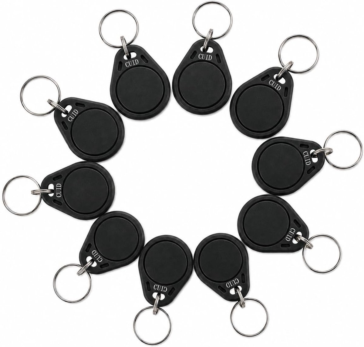 100 Stuks RFID Sleutelhangers 13,56 MHz Programmeerbaar, CUID Chip, Herschrijfbare NFC Tags, RFID Transponders voor Toegangscontrole, Gebouw, Kantoor, Parking, Garage, Lift Compatibel (Zwart)