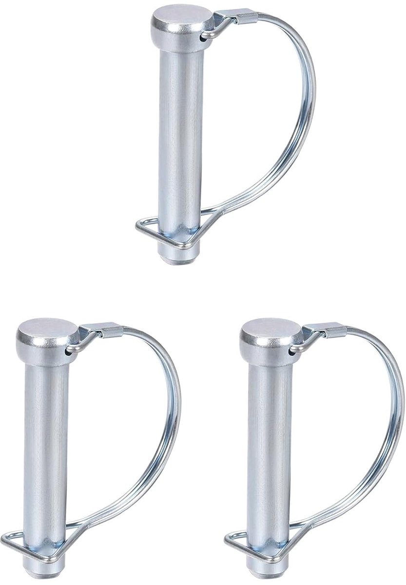 12 mm x 65 mm (D x L), bouten voor het vergrendelen van de as, 3 stuks, goed voor landbouwaanhangers, gazon, koppeling voor aanhanger, rond, van koolstofstaal, zilverkleurig
