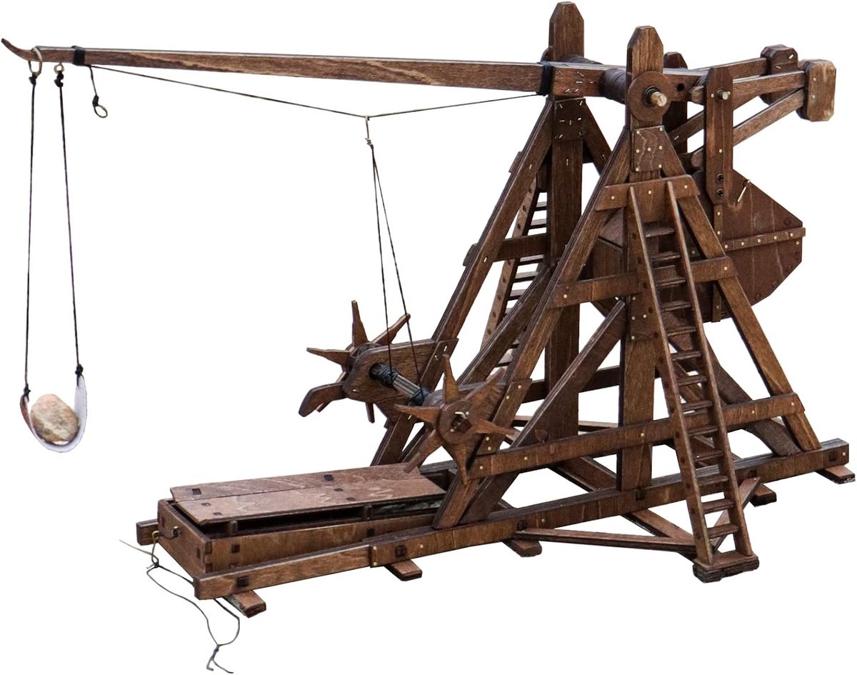 3D-houten puzzel voor volwassenen The Counterweight Trebuchet Europe Medieval Belegwagen Katapult Wapens DIY Hout Model Kits STEM Projecten Speelgoed Verjaardagscadeau