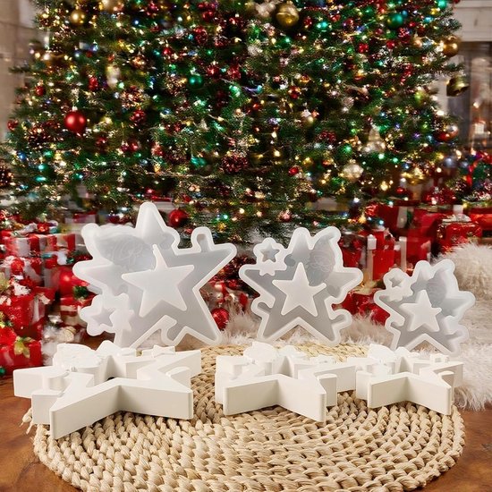 Gietvormen, kerstkandelaar, stervorm, siliconen gietvorm, kerstgietvorm, kerststerren, gietvormen voor doe-het-zelf Kerstmis, handwerk, handwerk — afbeelding 5