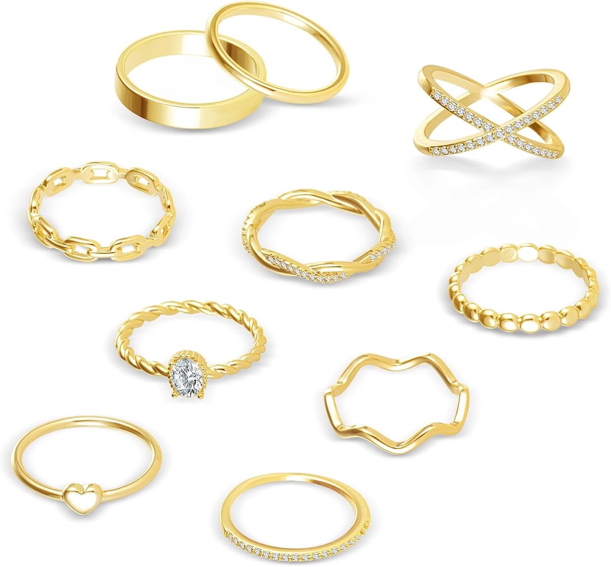Ringen 14 karaat verguld set 57 mm