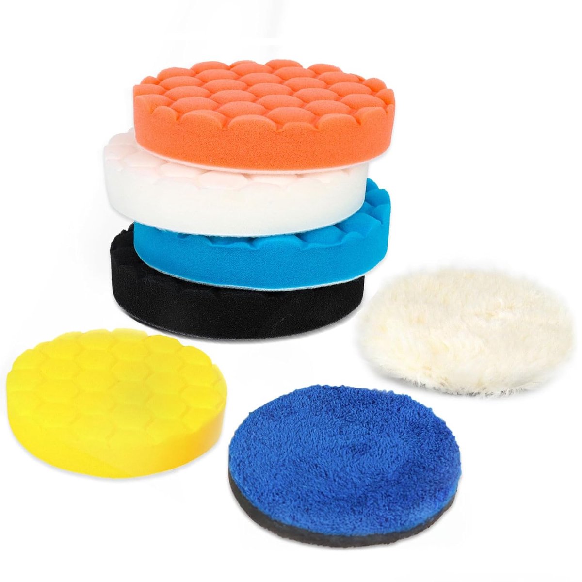 7-delig, 125 mm, waxsponzen, autopolijstpad, polijstpad voor excentrische polijstmachine, slijpmachine