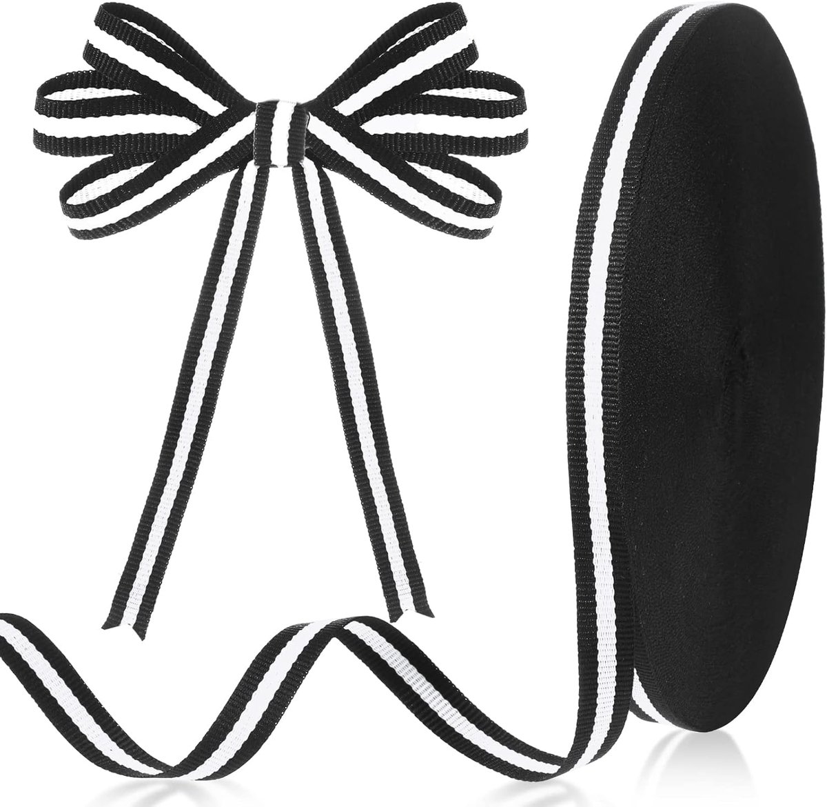 50 Yard Zwart-wit Gestreepte Grosgrain Lint Polyester Stof Gebruik Voor Bruiloft Diy Gunst Wrapping Boeketten Cake Decorating 3/8 Inch Breed