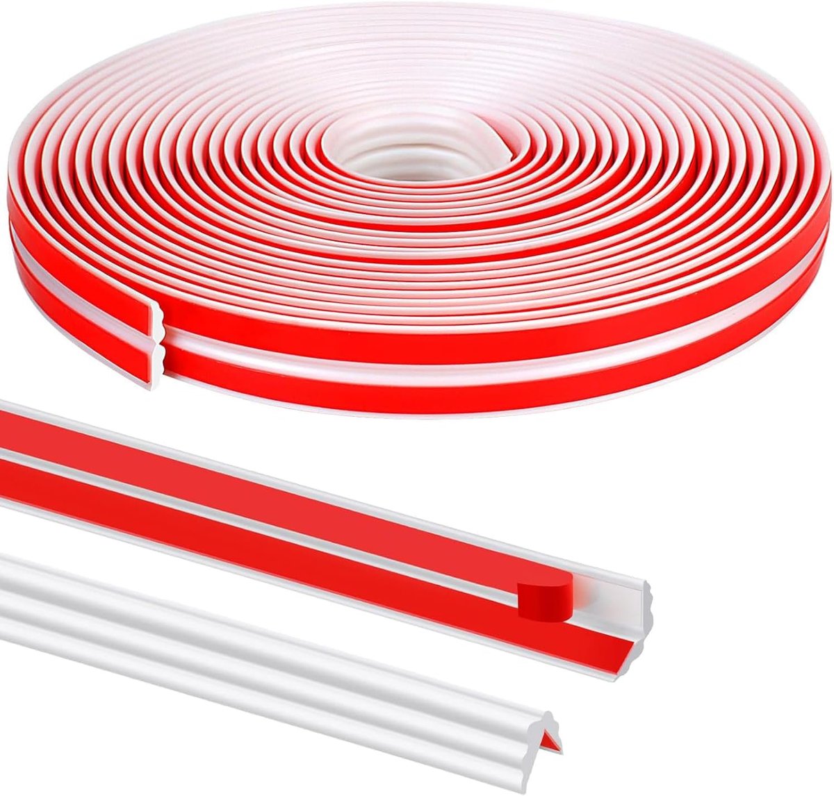 10 m x 20 mm flexibele sierlijsten, zelfklevend, randbescherming, wandhoeklijst, zachte plint, zelfklevend, voor muren, vloeren, hoekbescherming, keuken, tegels