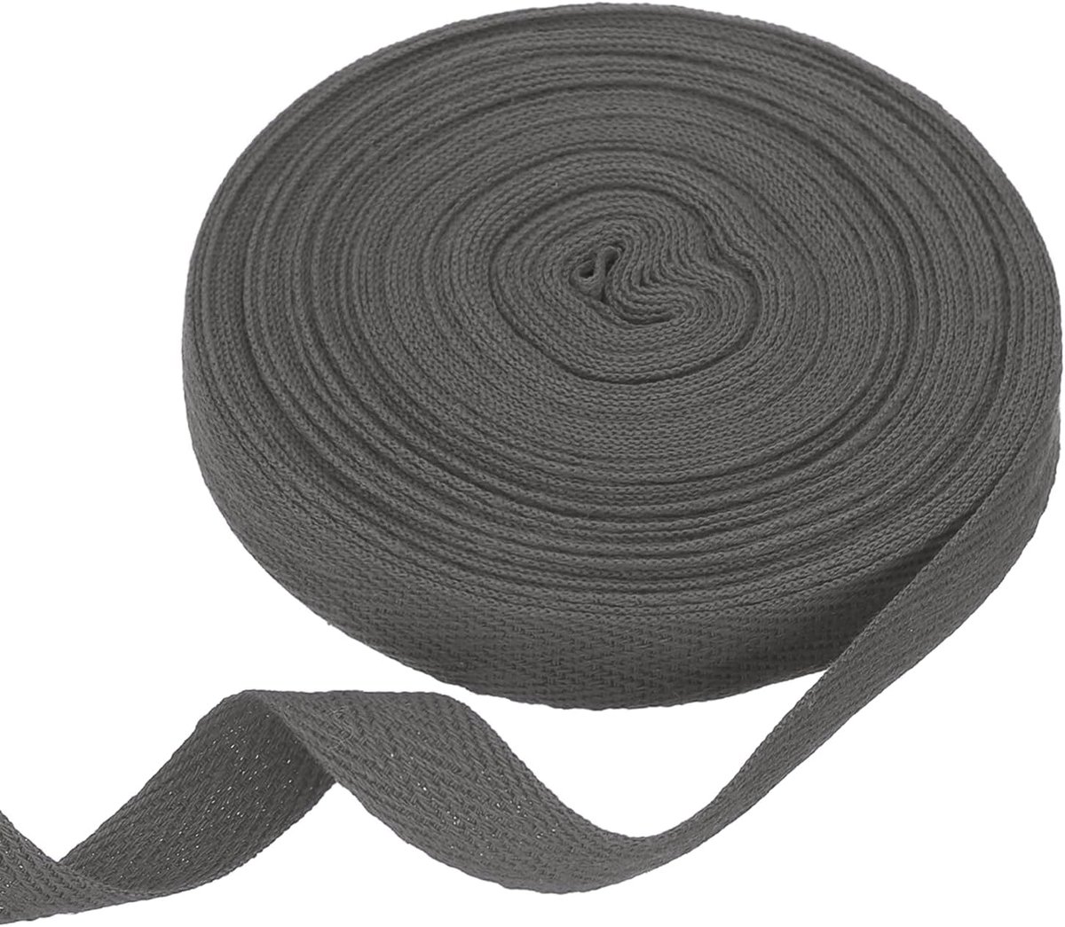 Katoenen lint met visgraatpatroon, 15 mm x 10 m, katoenen lint, biaisbanden voor doe-het-zelf handwerk, naaien, geschenkverpakking, handvat, stoffen tas, knutselen, donkergrijs