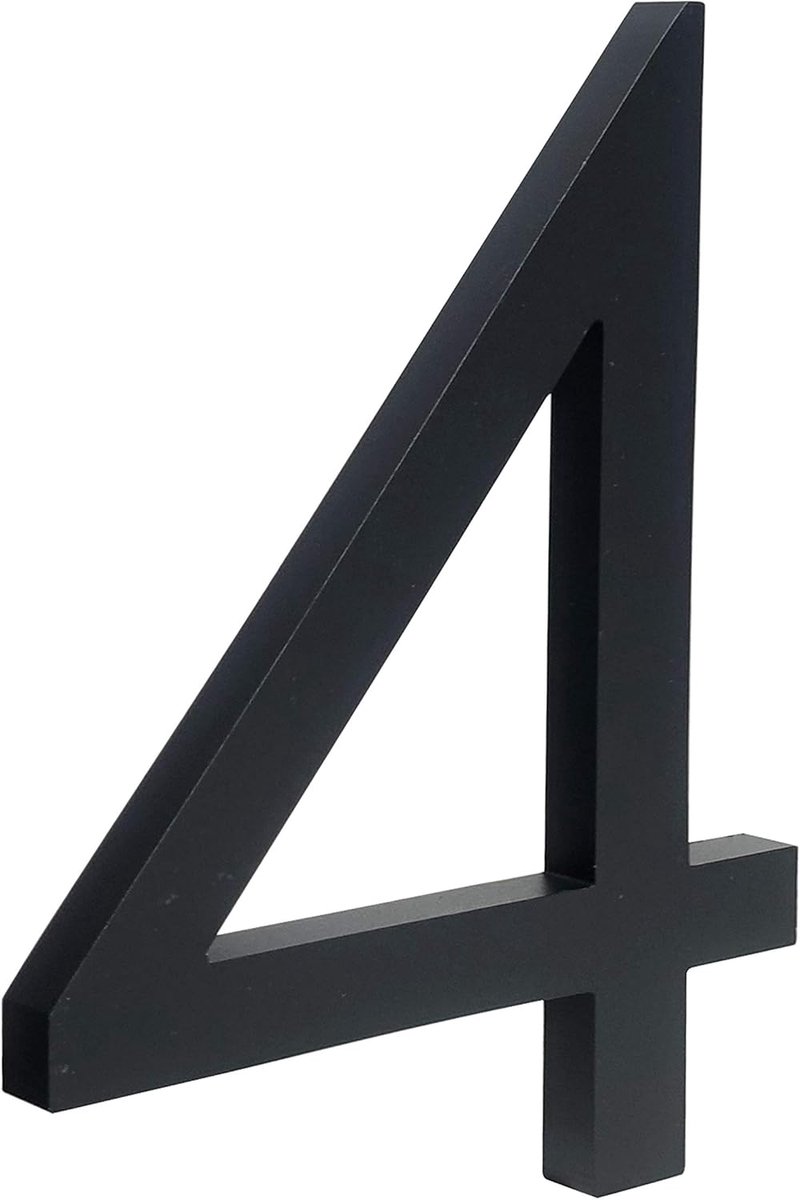 Floating House Number 4 inch Stylish Door Numbers Alphabet Plaque Street Home Address Numerals (Small 4, Black)