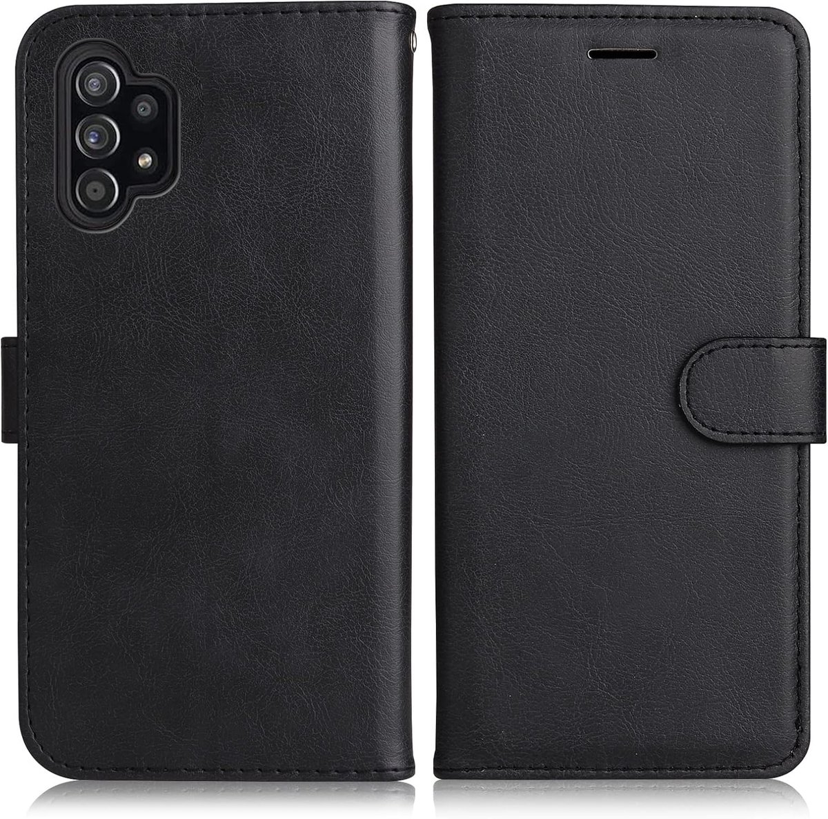 Hoesje voor Samsung Galaxy A32 5G, Magnetisch PU-Lederen Hoesje met Kaartsleuven Kickstand, Portemonnee Hoesje voor Samsung A32 5G, Zwart