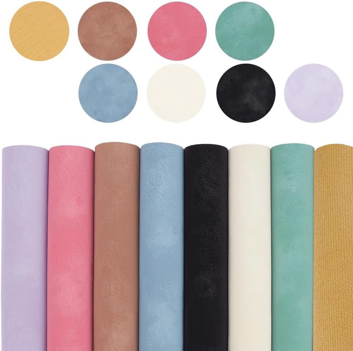 8 kleuren 33 x 20 cm PU leder gemoesten weefsels blad zacht faux suede leder blad kleurvolle synthetische waterdichte microvezel rol voor handwerk DIY projecten Handtassen Boogen Handwerk
