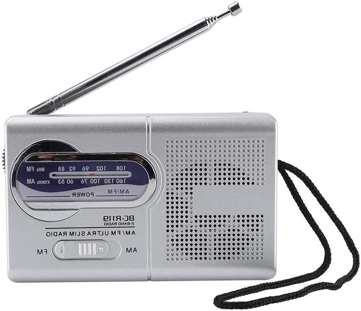 Draagbare Radio - Zakradio AM FM - Muziek Luisteren - Intrekbare Antenne - 9 x 5.7 x 2.2 cm - Zilver