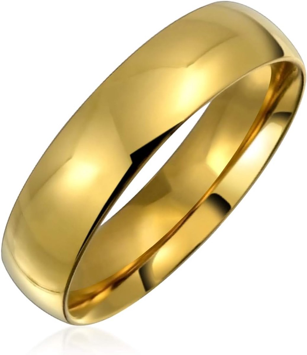 Jewelry Personaliseer Unisex Plain Eenvoudige Dome Comfort Fit 5 MM Trouwring Voor Koppels Voor Mannen Vrouwen Verguld Zilver Tone Rvs