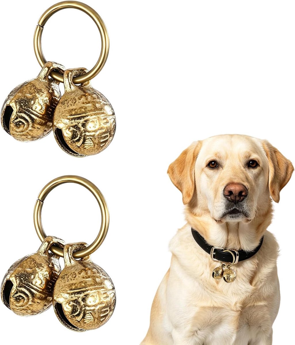 Hondenbel voor halsband, 4 stuks koperen kattenhalsbandbel, extra luid, traceringshanger voor honden en katten