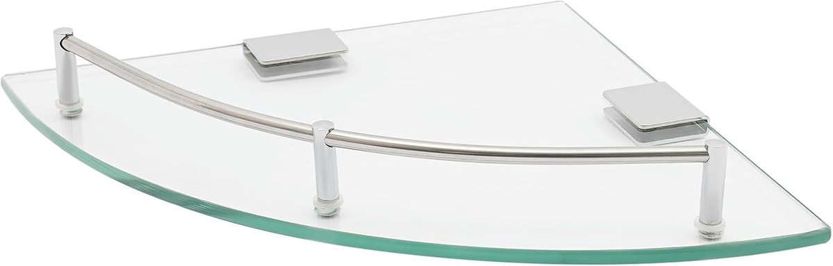 Doucheplank, glas, hoekplank, 6 mm, glazen plank, badkamer, wandrek, hoekplank, wandmontage, glazen plank voor badkamer