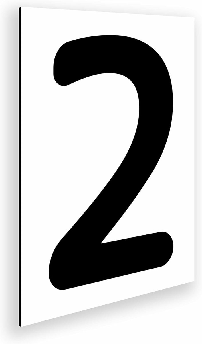 Huisnummerbord voor buiten, aluminium, 18 x 25 cm, voor bedrijfsdeur, schepen, woningen en ruimtes, grote zwarte cijfers (nummer 2)