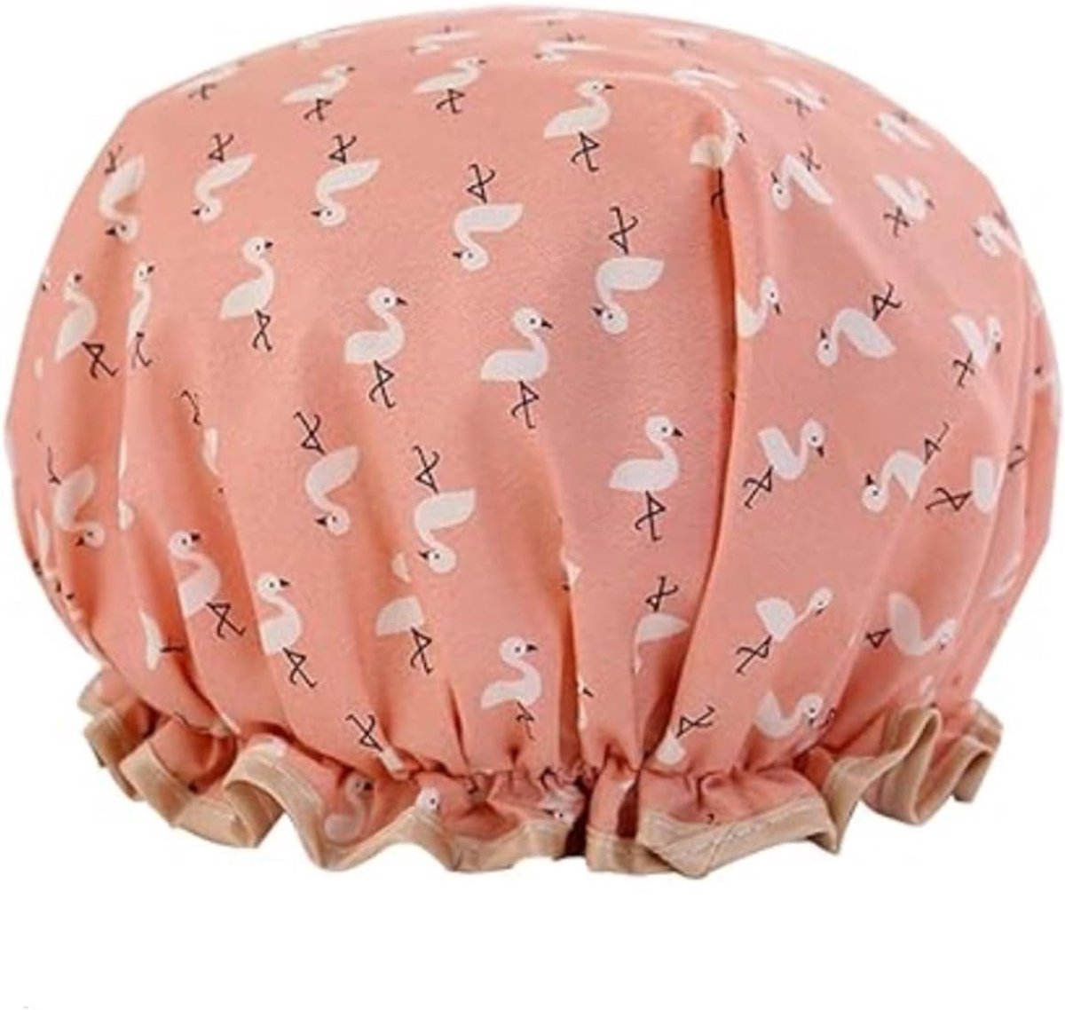 Douchemuts - Dubbellaags - Flamingo's - Waterdicht - Haar drooghouden - SnelShoppen