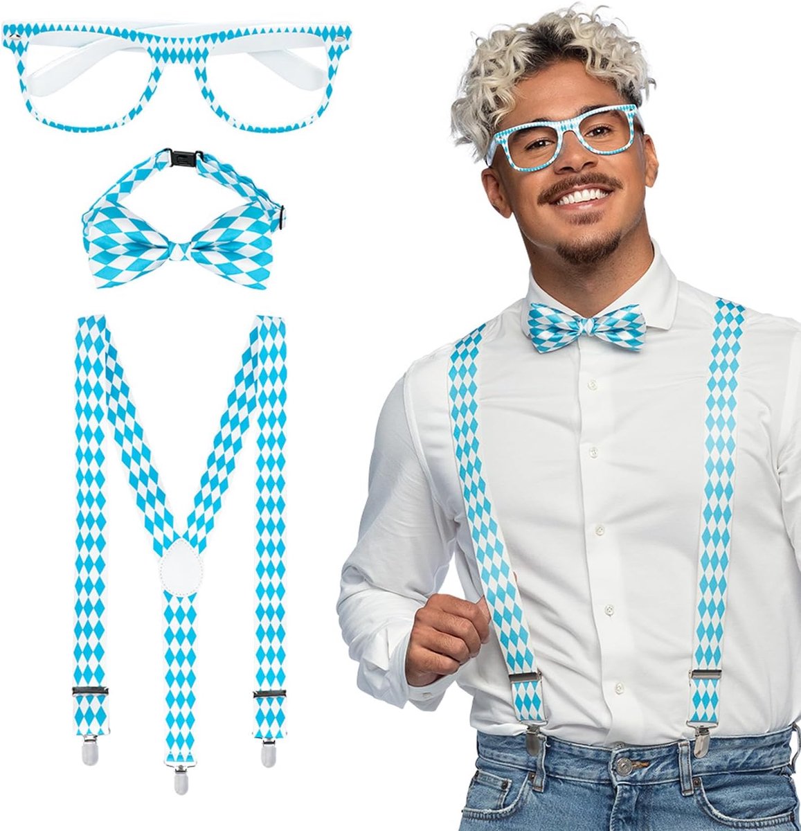 - Kostuumset Bayer voor kostuums | 3-delige Beierse accessoires voor het bierfeest, carnaval en Beierse themafeest
