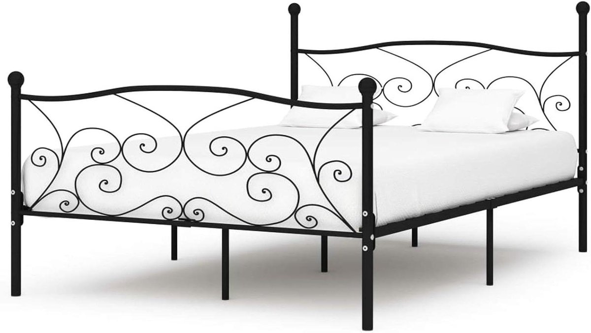 Bedframe Metaal - Eenpersoonsbed Frame - Slaapkamer Inrichten - Met Lattenbodem - 120 x 200 cm - Zwart