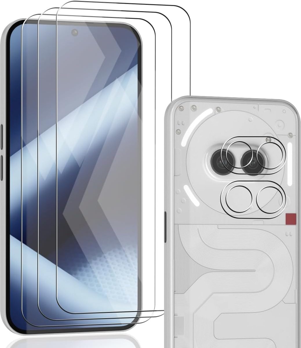 3 + 2 Stuks Gehard Glas Voor Nothing Phone 2A, Scharmbeschermer En Camera Aan De Achterkant, Krasbestendig 9H Glas, HD Displaybescherming