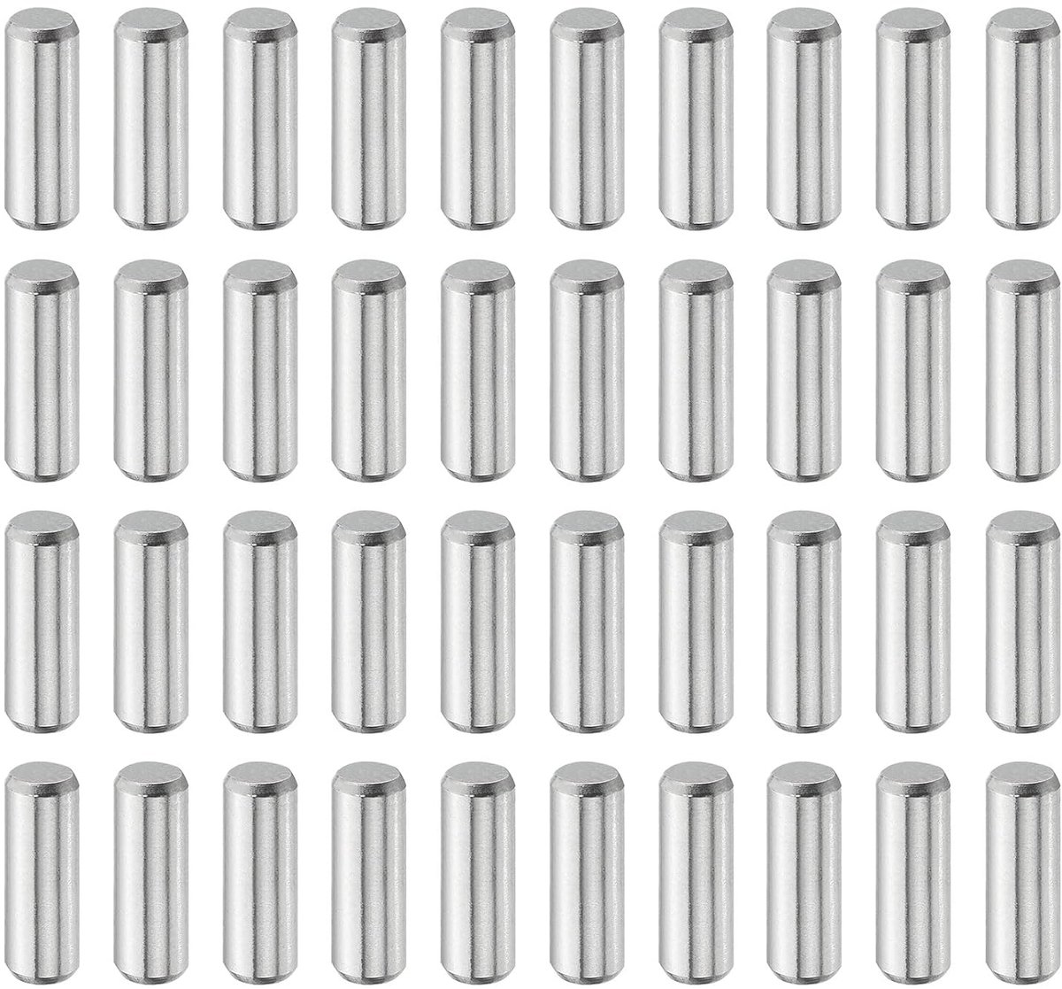 40 stuks 4 mm x 12 mm houten stiften, cilindrische pennen van 316L roestvrij staal, planksteun, staven, bevestigingen, plankelementen, zilverkleurige pennen