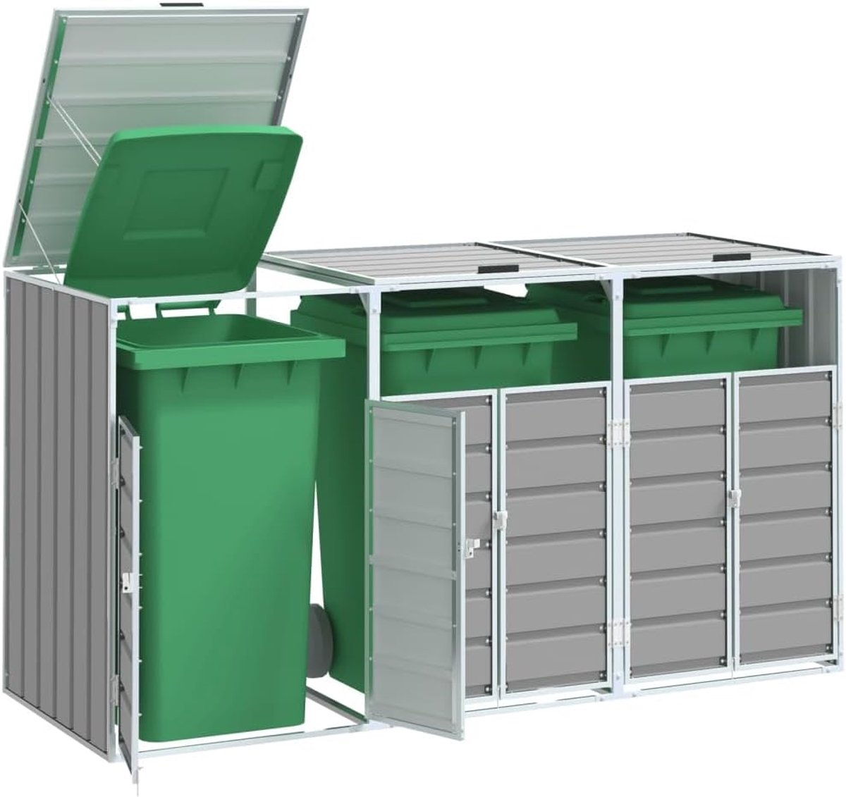 Afvalcontainerbox voor 3 ton Afsluitbaar Afvalcontainerombouwen Afvalcontainer Grijs 216x81x115 cm Staal